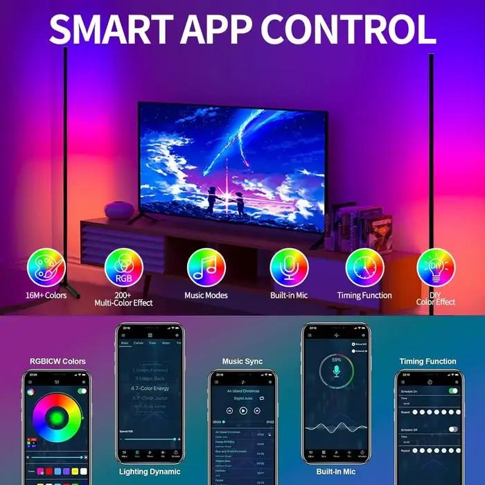 Lampadaire Led intelligent pour salon, coin rvb, Application de synchronisation musicale, combinaiso