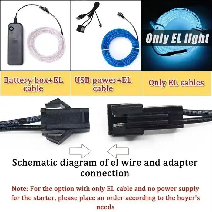 Bande lumineuse fluo flexible à LED, 1m/3m/5m, câble EL Shoous, pour décoration de robe, de fête, à 