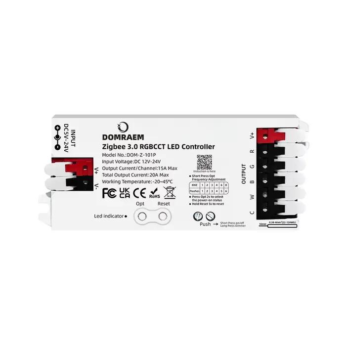Contrôleur LED intelligent DOMRAEM Zigbee 3.0 5 en 1 DIMMER WW/CW RGB RGBWCCT pour bandes LED, compa