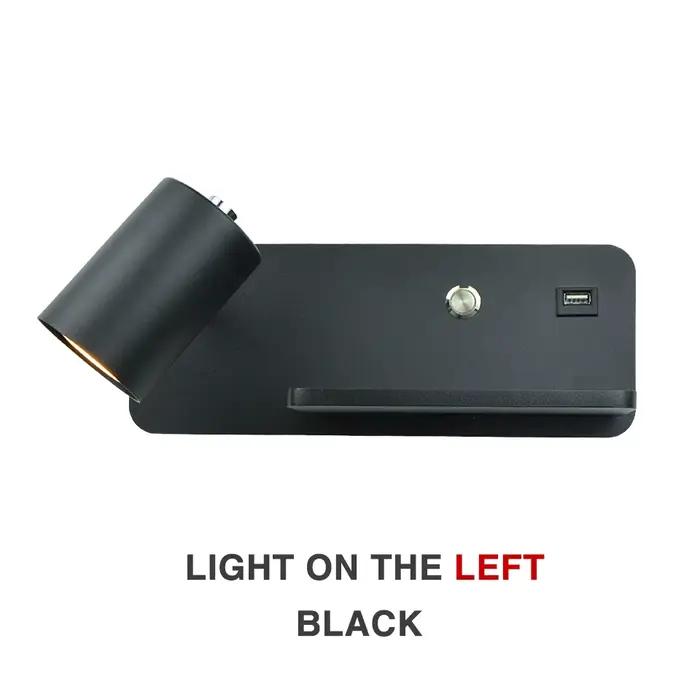 Applique murale LED pour l'intérieur, lampe de lecture, téléphone portable, chargement sans fil et U