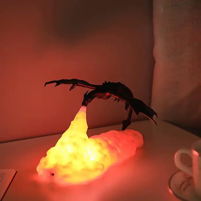 Lumières de Dragon de feu imprimées en 3D, lampe de bureau LED Rechargeable par USB pour cadeaux d'e