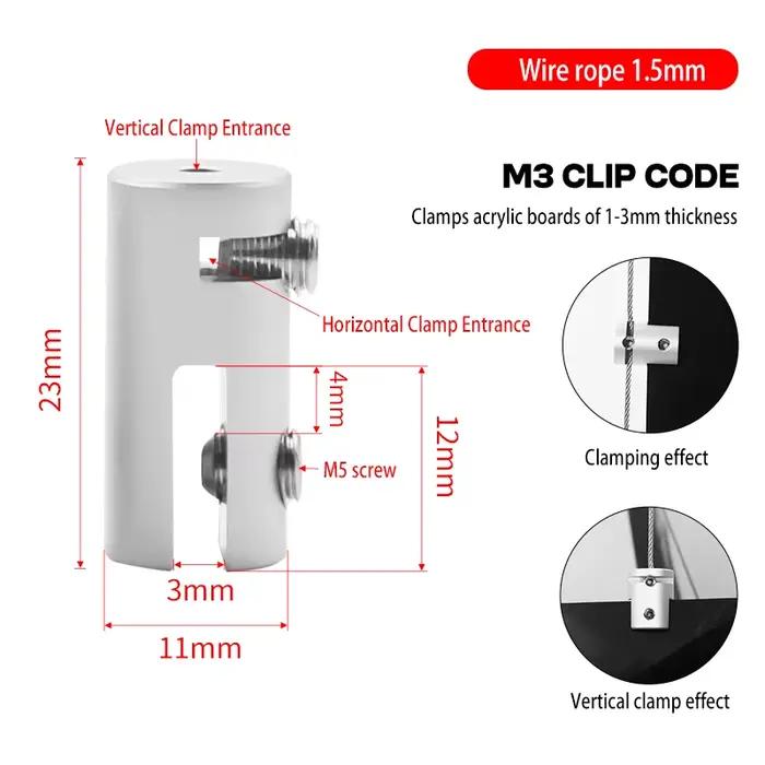 Kit de suspension en acrylique, support réglable avec câble en acier pour accrocher des images/prése