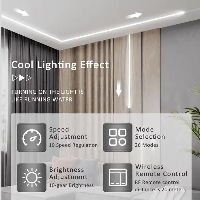 WS2811 COB IC flux d'eau courante LED bande lumineuse DC 24 V chaud blanc froid ruban flexible ON OF