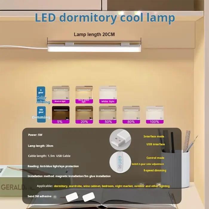 Led lumière tube de lecture lampe apprentissage 3colors a conduit la nuit avec magnétique USB plug 2