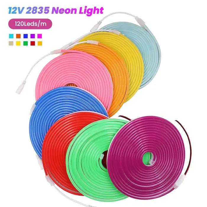 Bande lumineuse néon LED 12V 24V, étanche, 6x12mm, corde en Silicone, lampe Flexible, décoration ave
