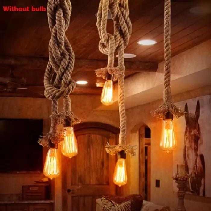 Lampe Suspendue en Corde à Têtes Simples de Style Vintage, Luminaire Industriel d'Nik, Idéal pour un