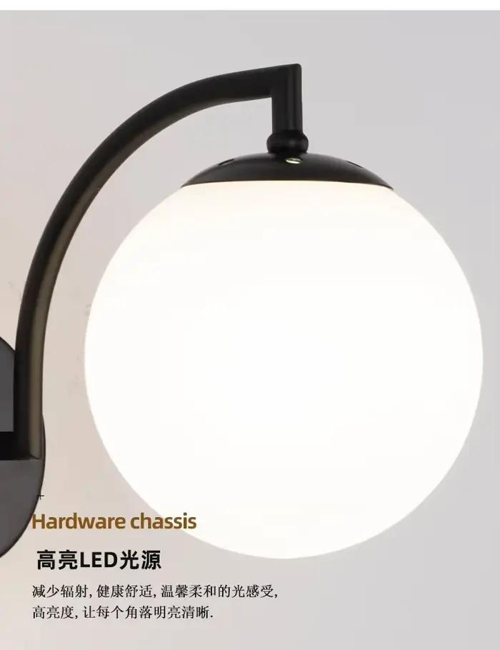 Lampes murales LED modernes boule de verre applique murale nordique minimaliste salon chambre chevet