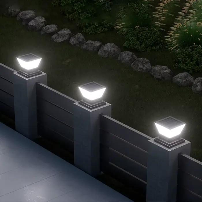 Lampe solaire noire imperméable avec capuchon de poteau, luminaire décoratif d'extérieur, idéal pour