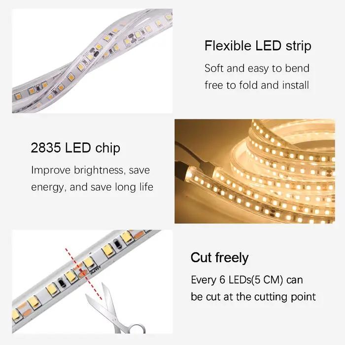 Bande LED étanche 12V 24V DC IP67 blanc naturel 4000K/blanc chaud 120LED s/m 2835 bande Flexible lam