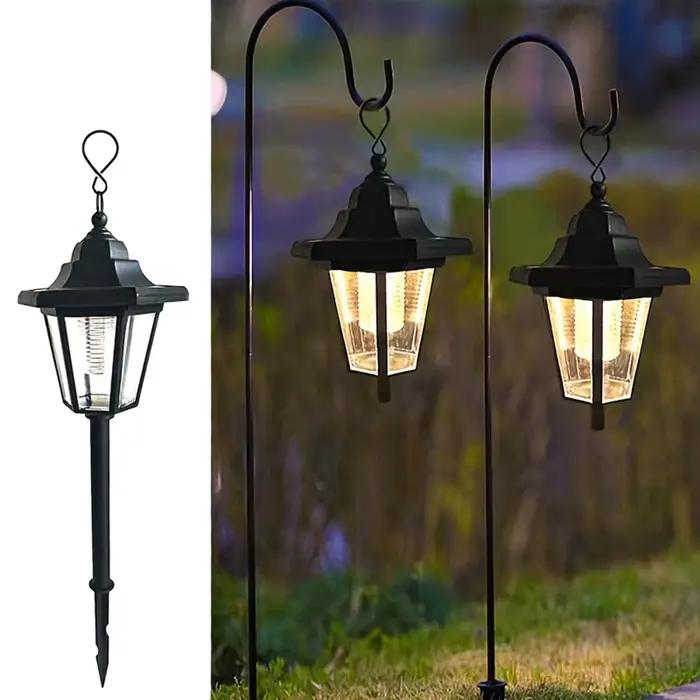 Paquet de 2 lampes solaires LED hexagonales Vintage, décor de cour de jardin de voie extérieure, mat