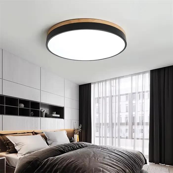 Plafonnier LED rond en bois pour salon, chambre à coucher, lampe de plafond moderne, cuisine, couloi