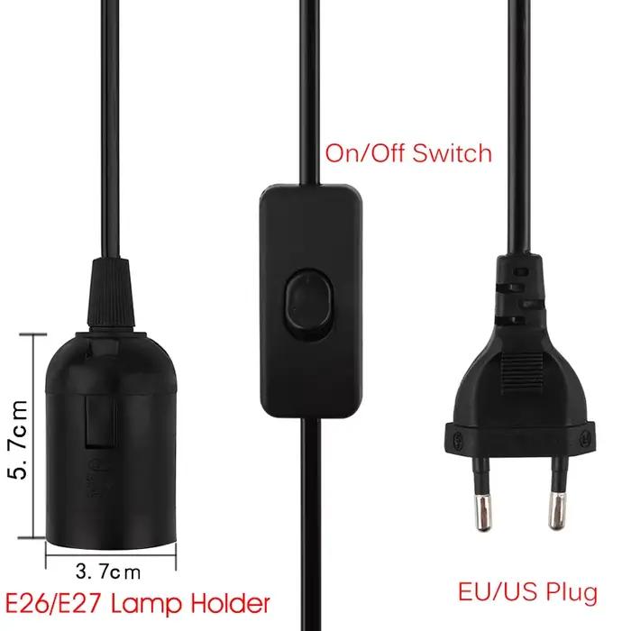 Bases de lampe E27, lampes suspendues, câble d'alimentation de 1.8m, adaptateur de prise ue/US avec 