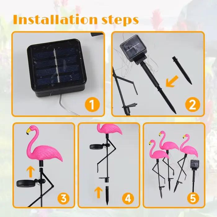 Lumière solaire LED en forme de flamant rose, lampe d'extérieur pour cour, jardin, piquet étanche, d
