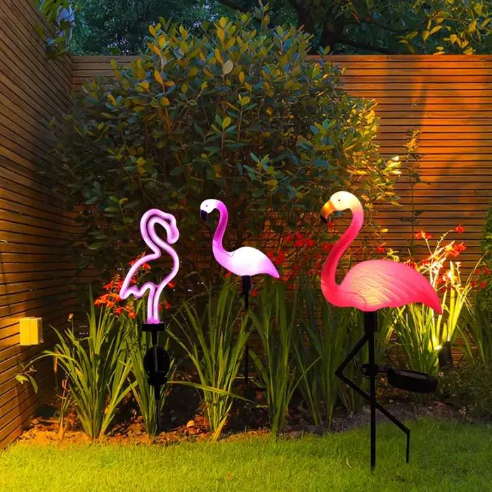 Lumière solaire LED en forme de flamant rose, lampe d'extérieur pour cour, jardin, piquet étanche, d