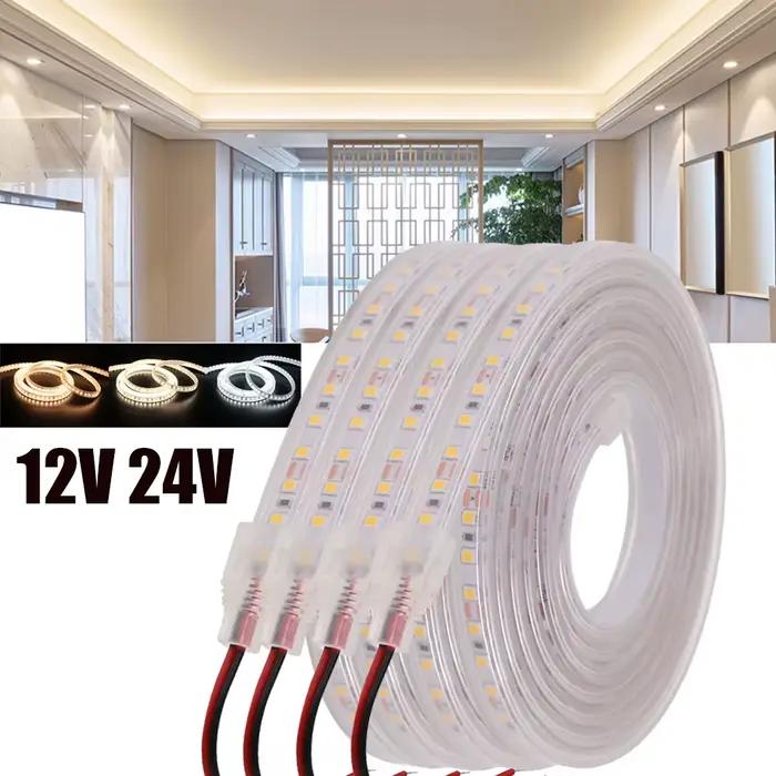 Bande LED étanche 12V 24V DC IP67 blanc naturel 4000K/blanc chaud 120LED s/m 2835 bande Flexible lam