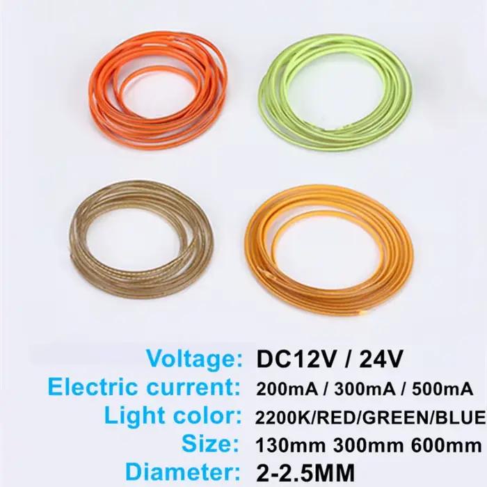 12V 24V 600mm LED Flexible Ultra mince Filament spirale ampoule Filament rétro Edison ampoule lampe 