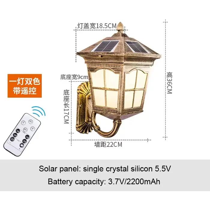 Lumière solaire rétro mur LED lampe lanterne LED solaire applique lumière Villa décor extérieur pays