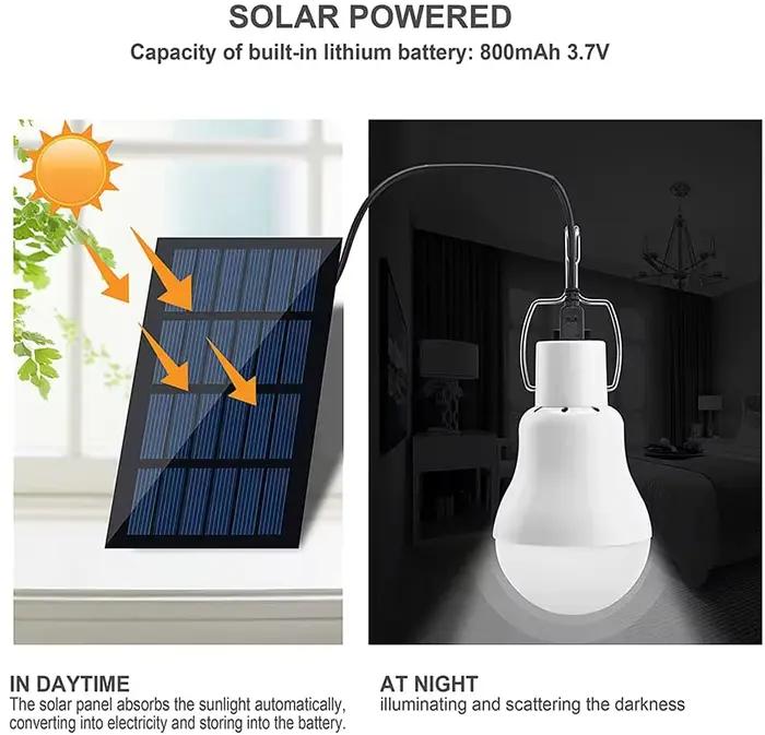 7W lumière solaire étanche USB chargé suspendu d'urgence lumière du soleil alimenté lampe extérieure