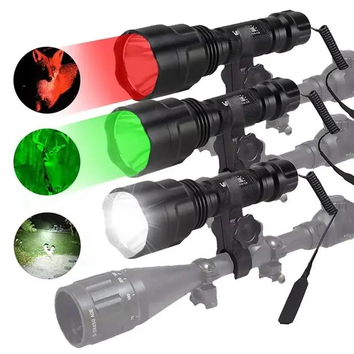 Lampe de poche LED C8, lanterne tactique pour fusil de chasse, blanc/vert/rouge, interrupteur de pre