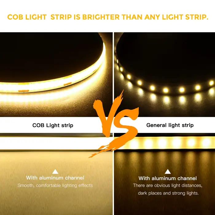 Bande LED COB alimentée par USB, DC5V, avec télécommande RF variable, 1/2/3/5M, bande LED Flexible p