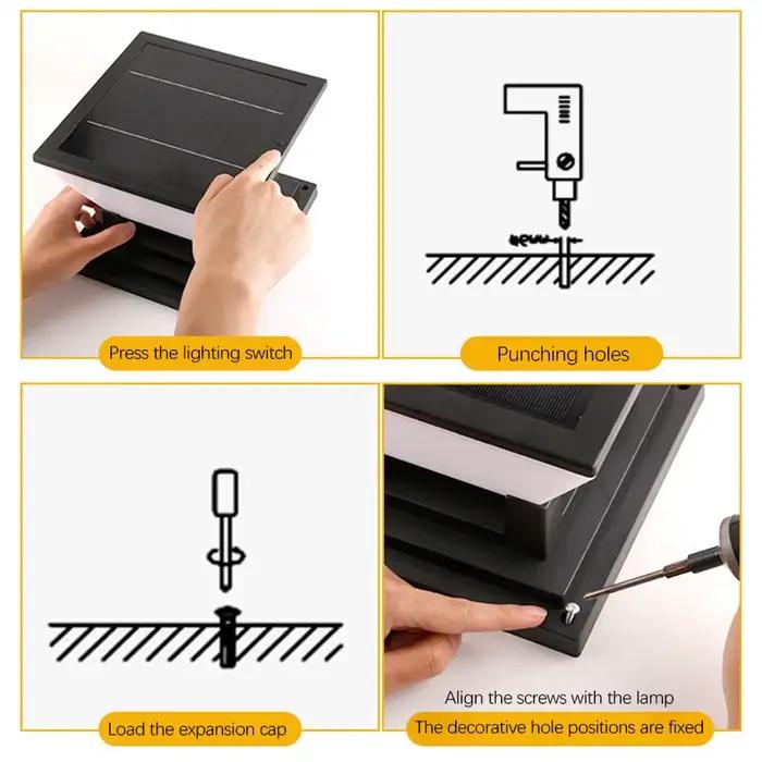 Lampe solaire noire imperméable avec capuchon de poteau, luminaire décoratif d'extérieur, idéal pour
