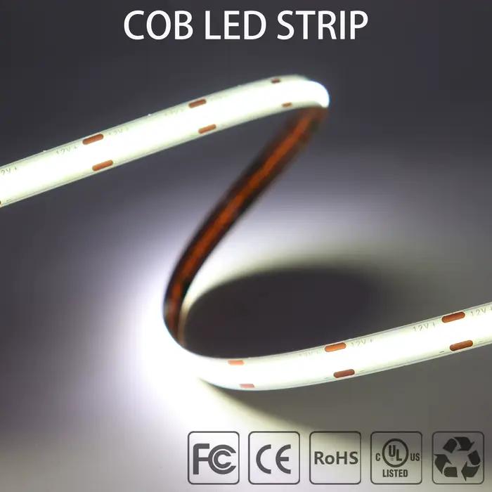 Bande Lumineuse LED COB Flexible FCOB 384/480/528 gible/m, Lumière Froide/Naturelle/Blanche Chaude L