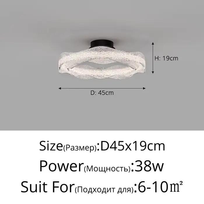 Designer italien anneau plafonnier luxe moderne lustre en cristal vague pierre plafonnier ventilateu