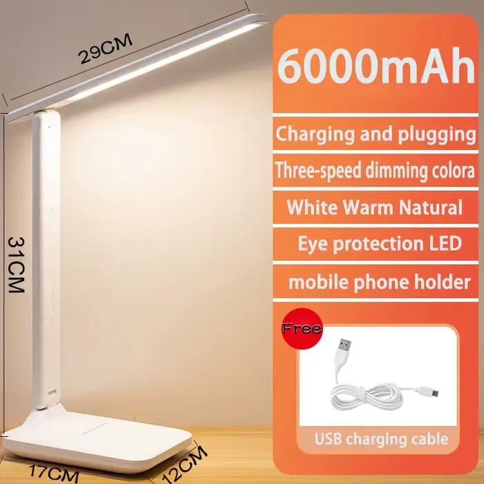 Lampe de Table LED tactile 6000mAh, Portable, Rechargeable par USB, pliable, lampe de chevet, 3 coul