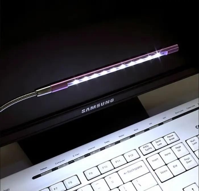 Matériel métallique USB LED lumières lampe de livre 10LED s Flexible livre lampe de lecture lampe de