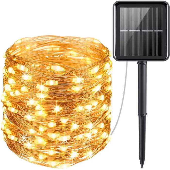 Guirxiété lumineuse solaire à LED pour décoration extérieure, étanche, nickel é, Noël, Halloween, fe