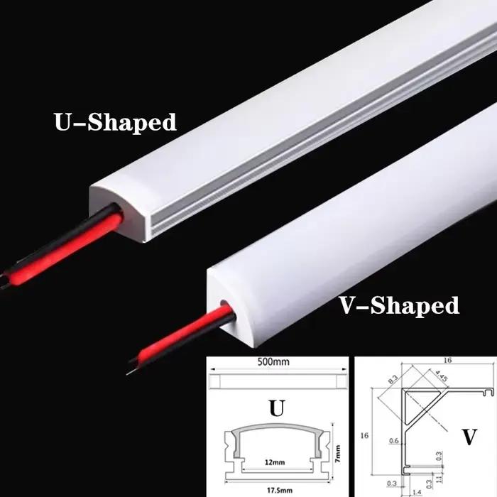 LED lumière dure DC12V 50CM 20 pouces LED bande SMD5730 36 LED s U/V-forme plat LED canal en alumini