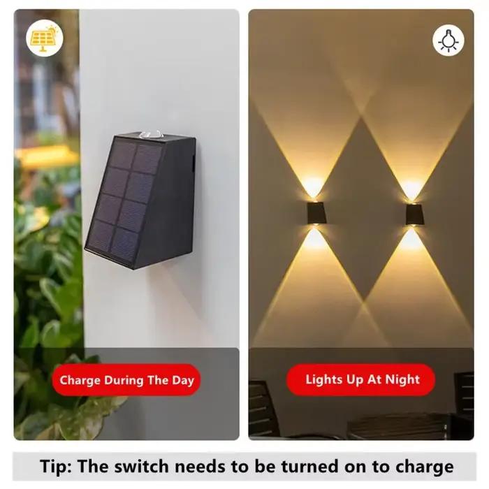 LED applique murale solaire extérieure haut et bas lampe de jardin lumineuse Villa cour porche rue é