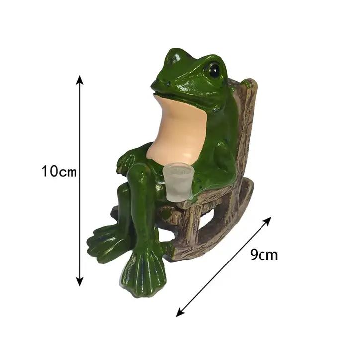 Lampe solaire d'extérieur en forme de grenouille, imperméable, en résine, décorative, pour jardin, c
