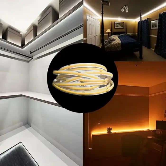 Bande lumineuse LED COB ultra fine avec prise CC, éclairage linéaire à intensité variable, décoratio