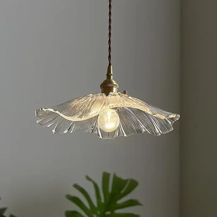 Lampe Suspendue Vintage en Verre à Fleurs, Luminaire Décoratif d'Nik, Idéal pour un Salon, une Chamb