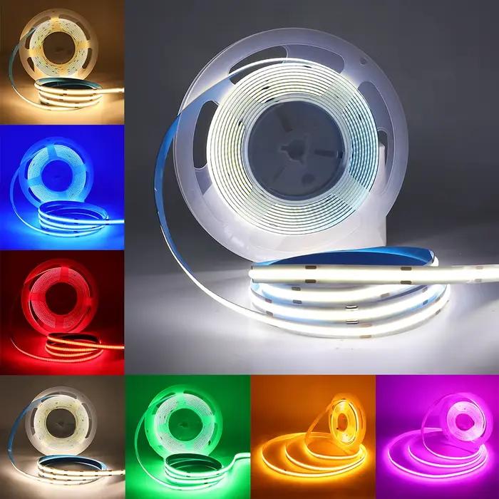 Bande lumineuse LED COB 5V 12V 24V, 320 diodes/m, haute densité RA90, Flexible, barre lumineuse, rub