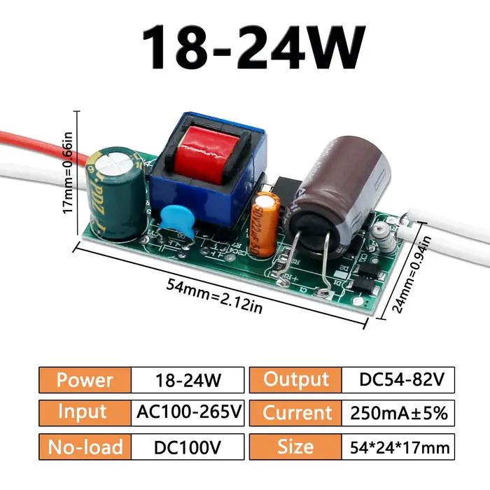 Pilote d'isolation LED AC100-265V 2-3W 3-5W 4-7W 8-12W 12-18W 18-24W puissance d'entraînement 250mA 