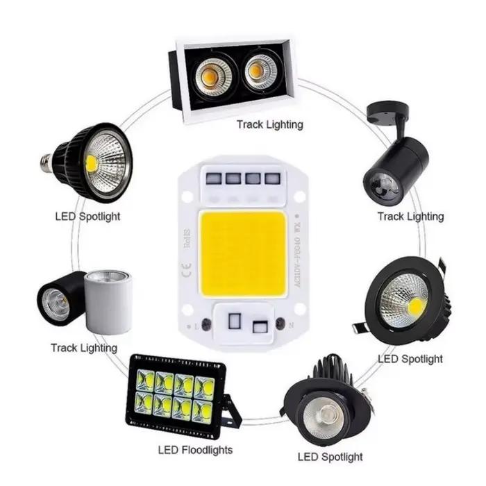 LED COB lampe perle 20W 30W 50W 220V IP65 IC intelligent pas besoin de pilote bricolage projecteur L