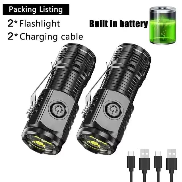 Mini lampe torche puissante à 3 LED super lumineuse - Torche portable à éclairage puissant rechargea