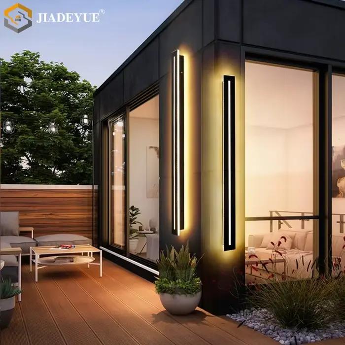 Lampe murale LED longue moderne pour extérieur, étanche IP65, noire, pour cour, villa, balcon, décor