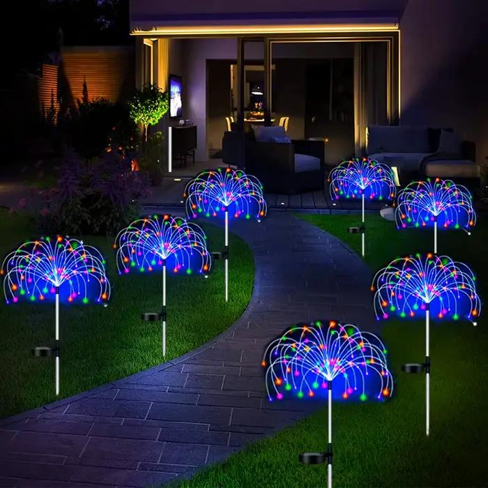 Solaire LED feu d'artifice fée lumières extérieur étanche décoration de jardin pelouse voie lampe so