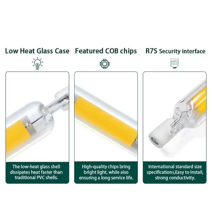 LED très brillante R7s COB Tube de verre 5W 10W 20W 78mm 118mm J78 J118 ampoule de maïs AC 220V 110V