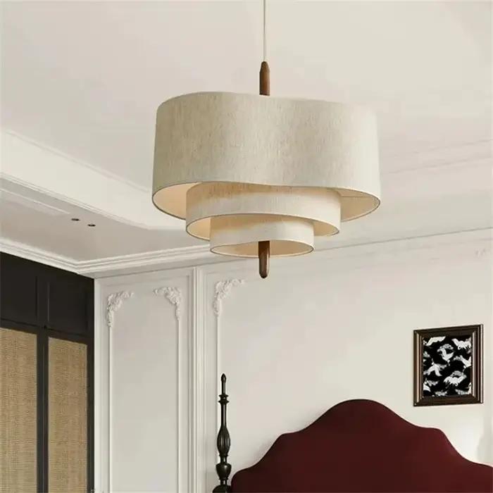 Margin-Lampe suspendue en tissu de lin, design chinois, style bohème, luminaire décoratif d'intérieu
