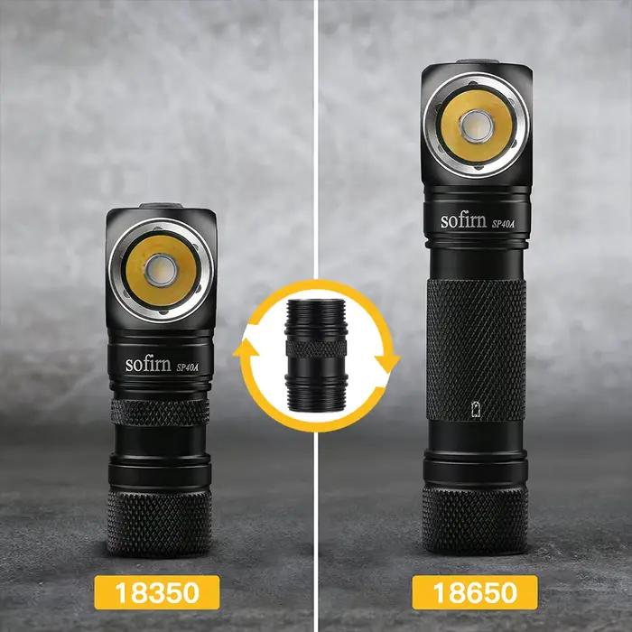 Lampe frontale SOFIRN SP40A avec optique TIR, LED TN-3535, rechargeable USB 18650, 1200lm, torche av