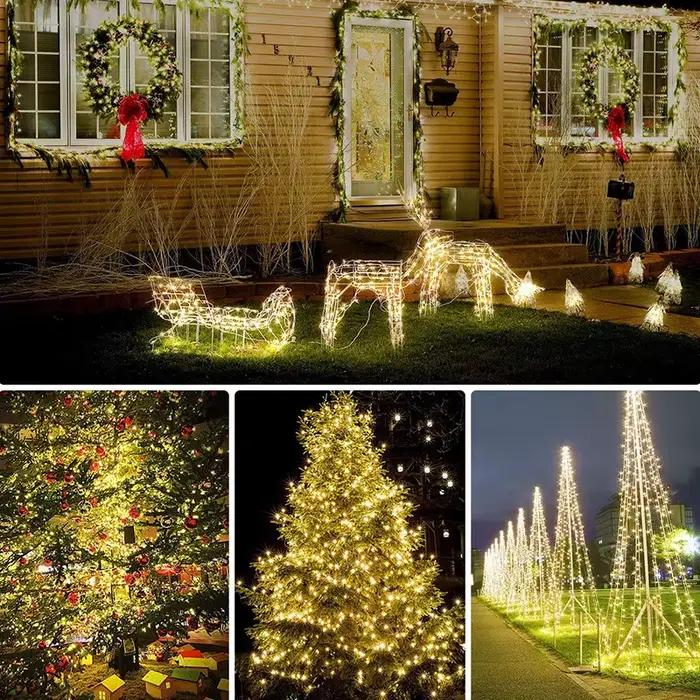 100 LED fée solaire étanche fil de cuivre chaîne lumières fête de noël guirlande lampe à énergie sol