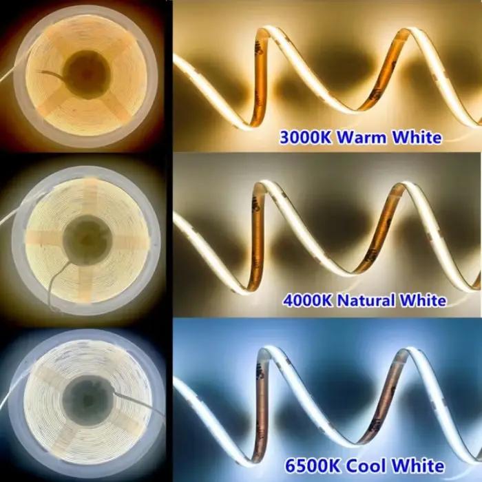 Bande lumineuse LED COB ultra fine avec prise CC, éclairage linéaire à intensité variable, décoratio