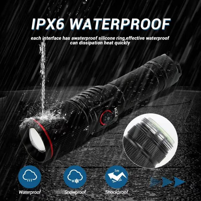 Lampe de poche Led haute puissance, Portable, Rechargeable, Zoom, batterie intégrée, torche de Campi
