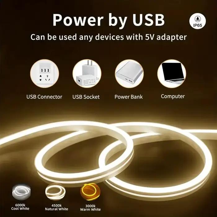 Bande lumineuse LED en silicone étanche avec capteur tactile, enseigne au néon, lampe à intensité va