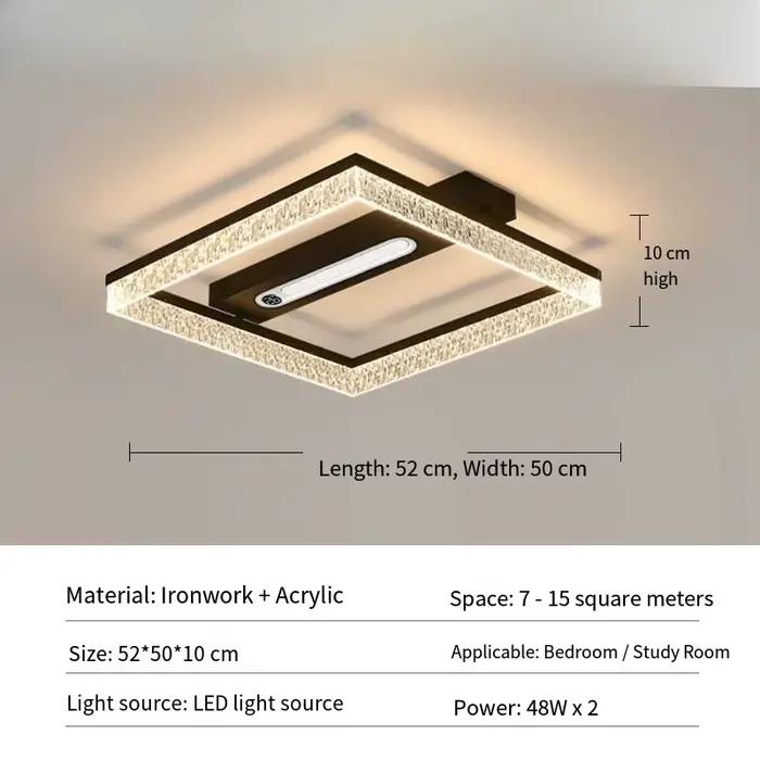 Lustre suspendu contemporain en acrylique, lustre à intensité variable avec télécommande pour chambr