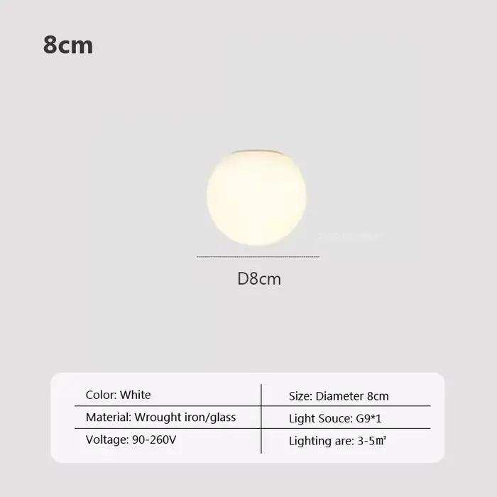 Plafonnier LED moderne en verre boule blanche, applique murale minimaliste, salle de bain, balcon, c
